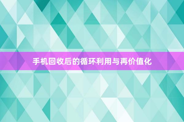 手机回收后的循环利用与再价值化